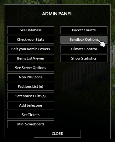 Select Sandbox Options