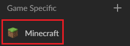 On the next screen, choose Minecraft in the Game Specific section