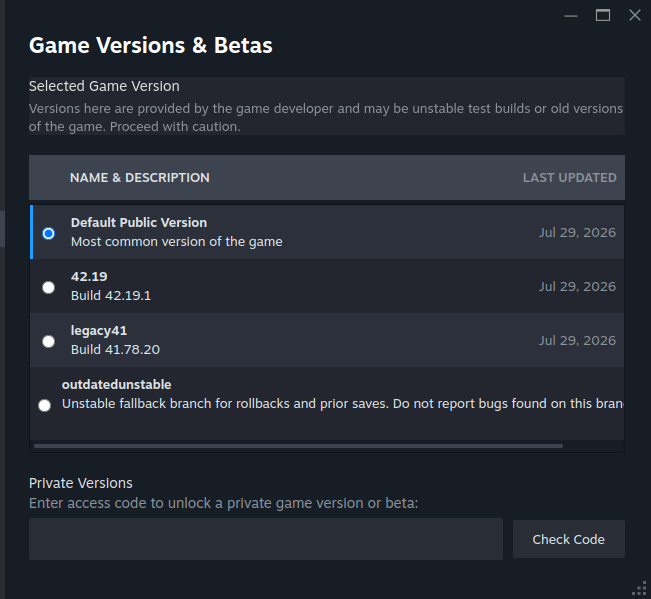 Close the window and wait for Steam to download the Build 41 files
